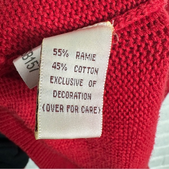 Vintage Susan Bristol 1995 Dogs on Leashes w Bells Red Button Front Cardigan XL - Picture 3 of 6